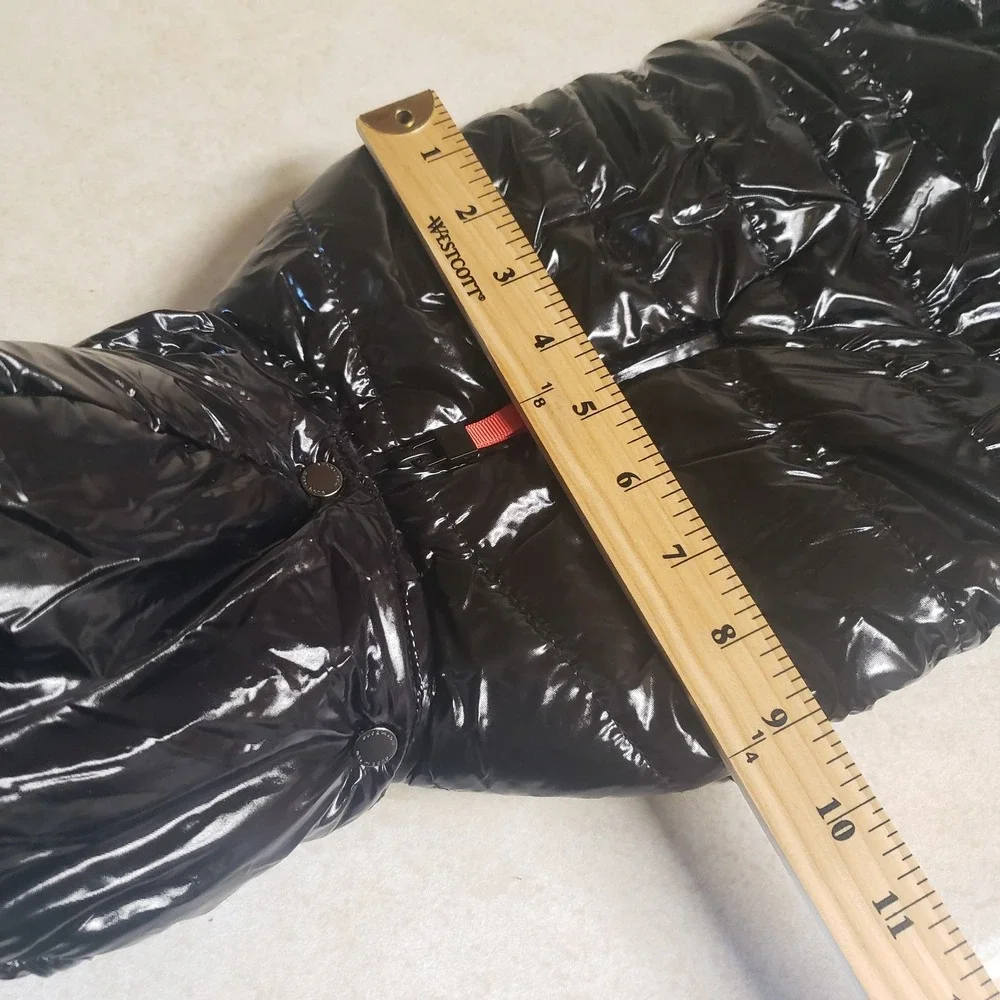 Maxbone Dog Black Lu Ski Suit Size Medium Puffer Glossy Black Removed Hood Snap‎
